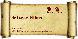 Meitner Miksa névjegykártya
